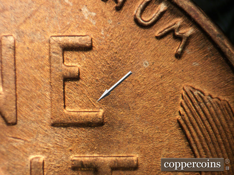 Die-stage B marker on 1942D•1MM•008 (1942 Repunched Mint Mark).