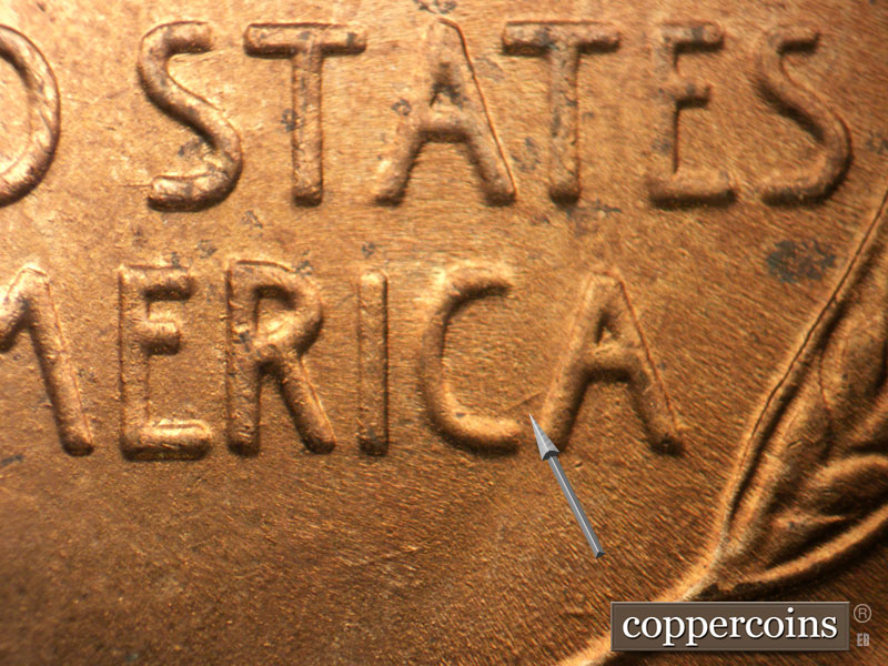 Die-stage B marker on 1942D•1MM•008 (1942 Repunched Mint Mark).