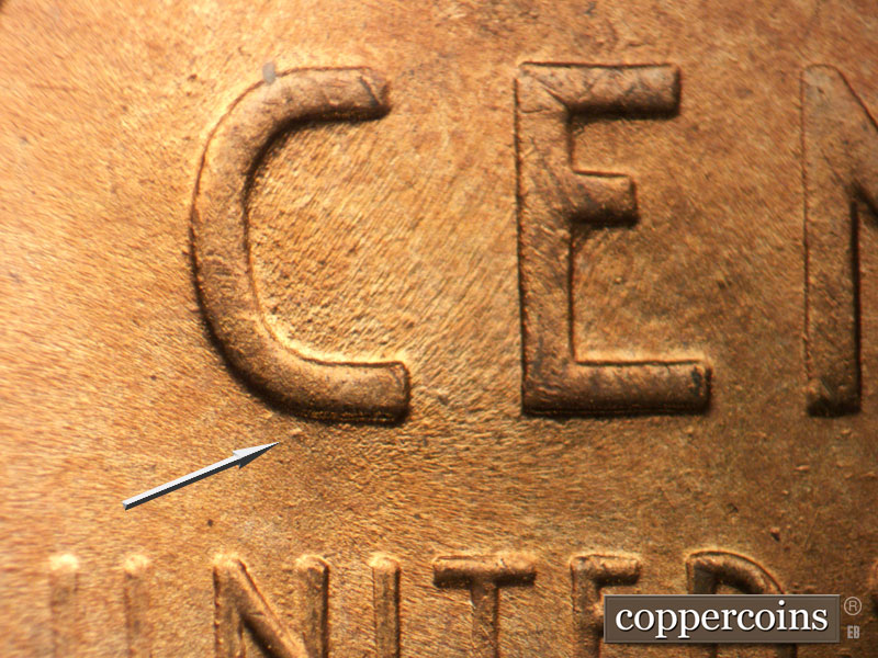 Die-stage B marker on 1942D•1MM•008 (1942 Repunched Mint Mark).