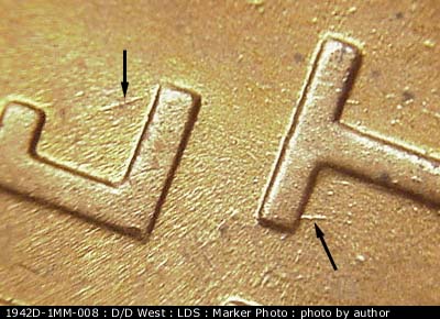 Die-stage C marker on 1942D•1MM•008 (1942 Repunched Mint Mark).
