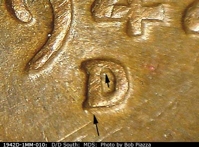 1942 Lincoln cent obverse, CopperCoins die 1942D•1MM•010.