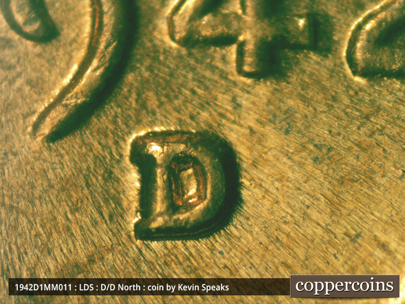 Die-stage C marker on 1942D•1MM•011 (1942 Repunched Mint Mark).