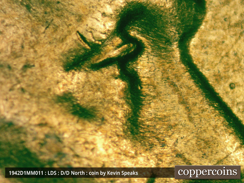 Die-stage C marker on 1942D•1MM•011 (1942 Repunched Mint Mark).