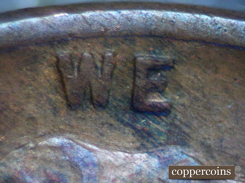 Die-stage B marker on 1942P•1DO•008 (1942 Doubled Die Obverse).