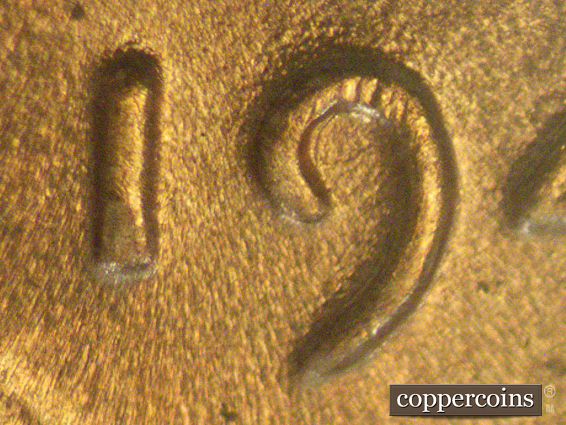Die-stage C marker on 1942P•1DO•008 (1942 Doubled Die Obverse).