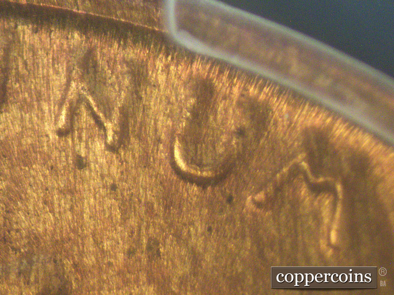 Die-stage C marker on 1942P•1DO•008 (1942 Doubled Die Obverse).