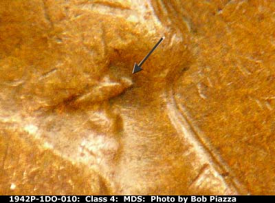 1942 Lincoln cent obverse, CopperCoins die 1942P•1DO•010.