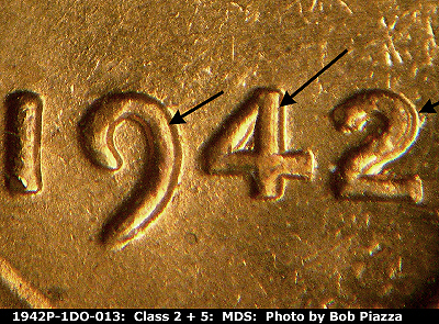 1942 Lincoln cent obverse, CopperCoins die 1942P•1DO•013.