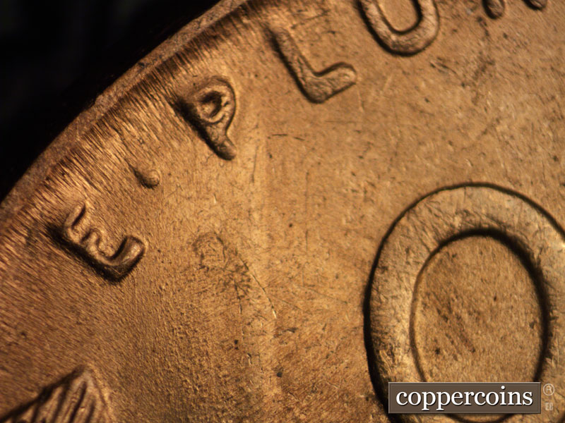 1942 Lincoln cent obverse, CopperCoins die 1942P•1DR•013.