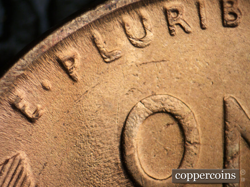 1942 Lincoln cent obverse, CopperCoins die 1942P•1DR•017.
