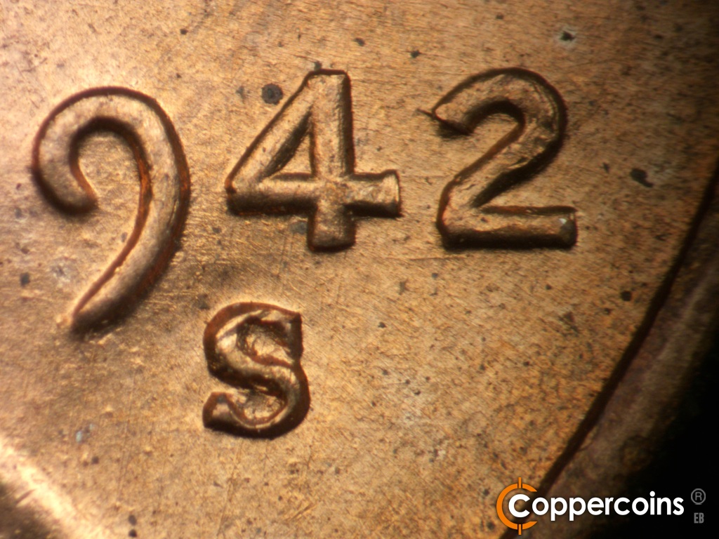 Die-stage A marker on 1942S•1DO•004 showing Closeup of doubling on 942 in date.
