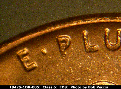Die-stage A marker on 1942S•1DR•005 (1942 Doubled Die Reverse).