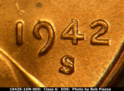 Die-stage A marker on 1942S•1DR•005 (1942 Doubled Die Reverse).