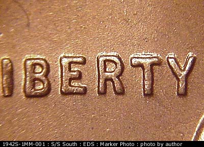 Die-stage A marker on 1942S•1MM•001 (1942 Repunched Mint Mark).