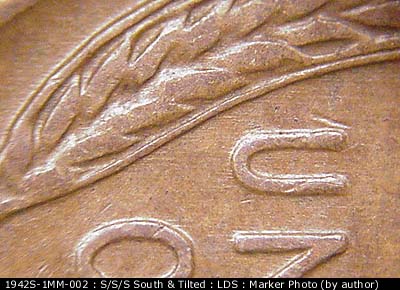Die-stage C marker on 1942S•1MM•002 (1942 Repunched Mint Mark).