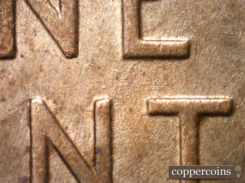 Die-stage B marker on 1942S•1MM•004 (1942 Repunched Mint Mark).
