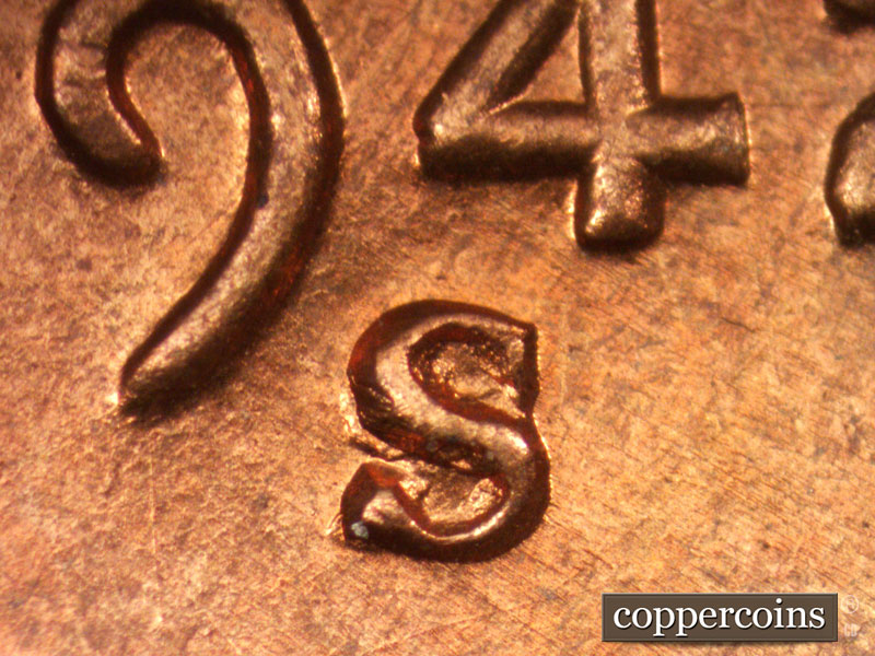 Die-stage A marker on 1942S•1MM•006 (1942 Repunched Mint Mark).
