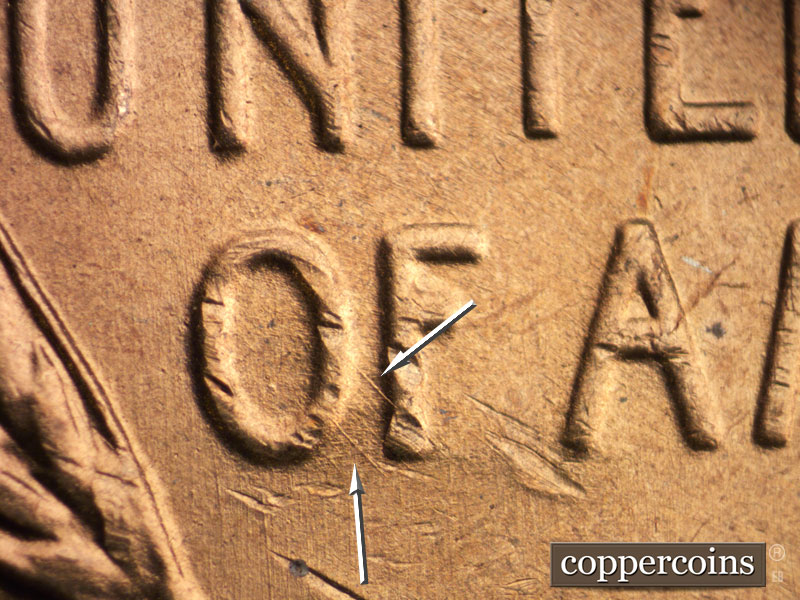 Die-stage C marker on 1942S•1MM•008 (1942 Repunched Mint Mark).