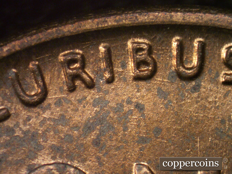 Die-stage B marker on 1942S•1MM•012 (1942 Repunched Mint Mark).