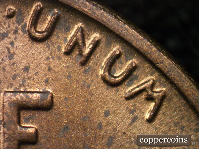 Die-stage B marker on 1942S•1MM•012 (1942 Repunched Mint Mark).