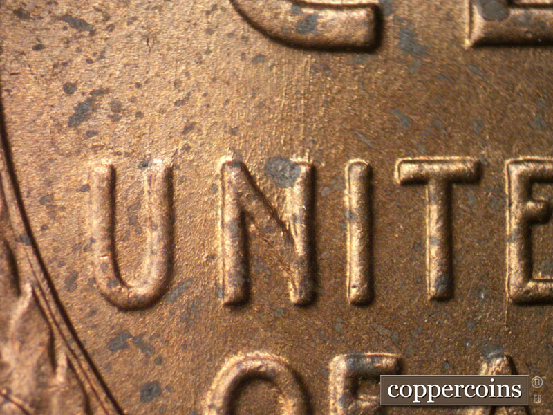 Die-stage B marker on 1942S•1MM•012 (1942 Repunched Mint Mark).
