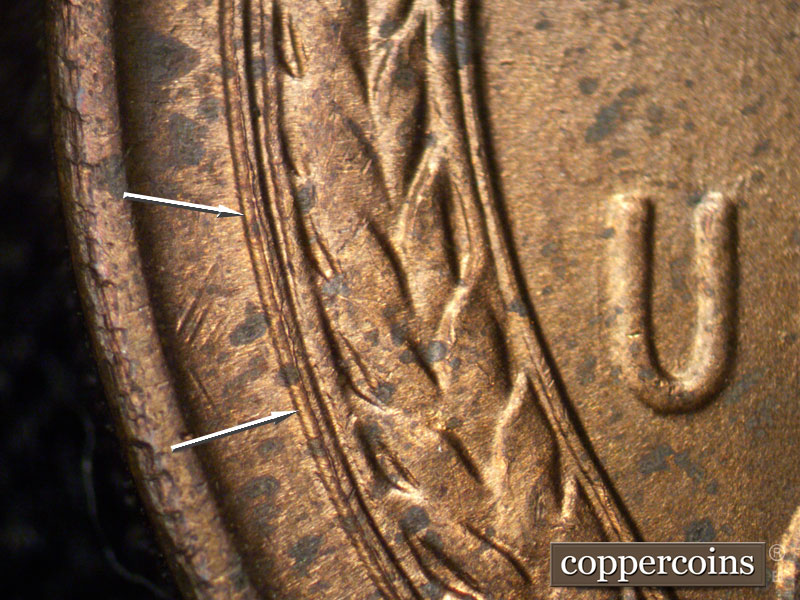 Die-stage B marker on 1942S•1MM•012 (1942 Repunched Mint Mark).