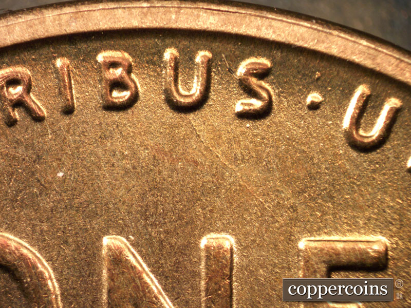 Die-stage B marker on 1942S•1MM•015 (1942 Repunched Mint Mark).
