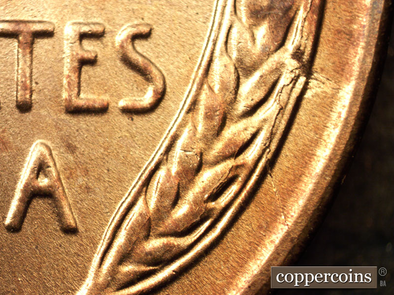 Die-stage B marker on 1942S•1MM•015 (1942 Repunched Mint Mark).