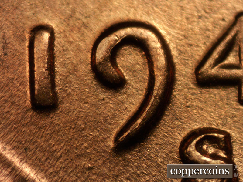 Die-stage B marker on 1942S•1MM•018 (1942 Repunched Mint Mark).