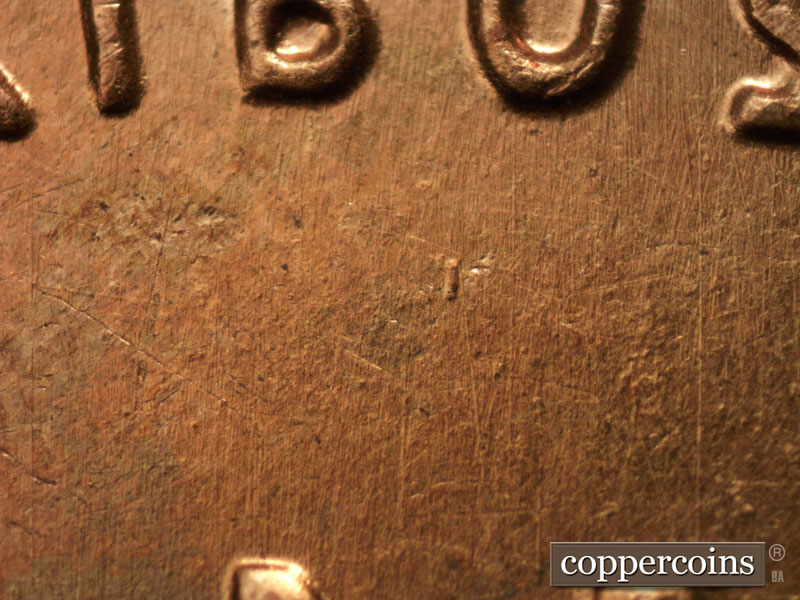 Die-stage B marker on 1942S•1MM•018 (1942 Repunched Mint Mark).