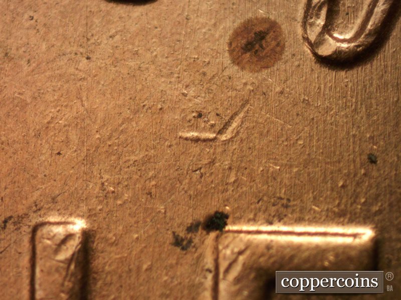 Die-stage B marker on 1942S•1MM•018 (1942 Repunched Mint Mark).