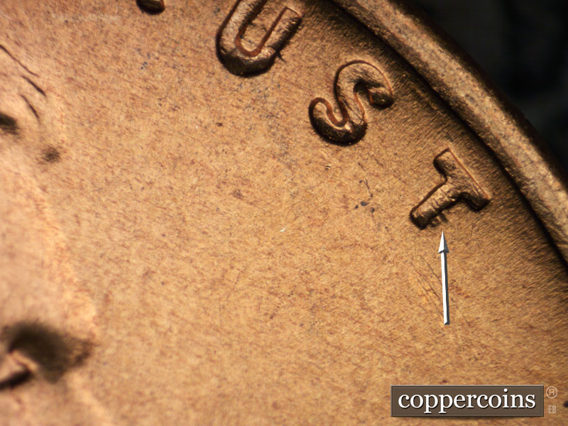 Die-stage B marker on 1942S•1MM•021 (1942 Repunched Mint Mark).