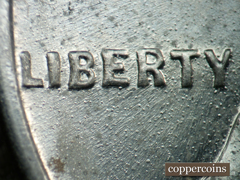 Die-stage B marker on 1943D•1DO•006 (1943 Doubled Die Obverse).