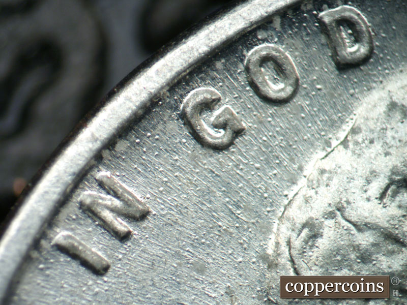 Die-stage B marker on 1943D•1DO•006 (1943 Doubled Die Obverse).