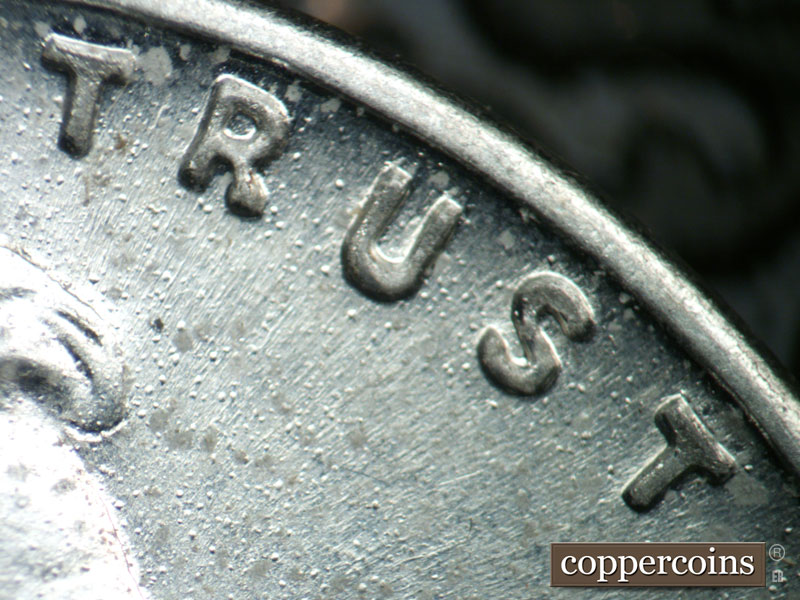 Die-stage B marker on 1943D•1DO•006 (1943 Doubled Die Obverse).