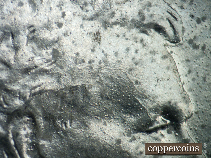 Die-stage B marker on 1943D•1DO•006 (1943 Doubled Die Obverse).