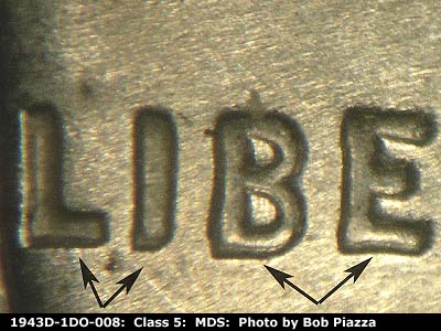 1943 Lincoln cent obverse, CopperCoins die 1943D•1DO•008.
