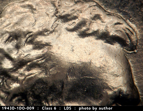 Die-stage C marker on 1943D•1DO•009 (1943 Doubled Die Obverse).