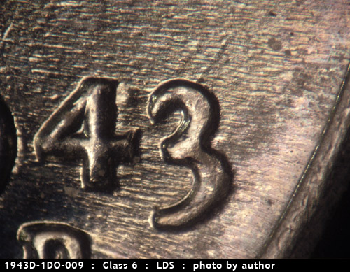 Die-stage C marker on 1943D•1DO•009 (1943 Doubled Die Obverse).
