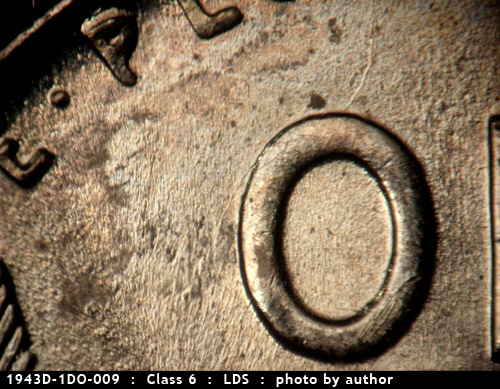 Die-stage C marker on 1943D•1DO•009 (1943 Doubled Die Obverse).