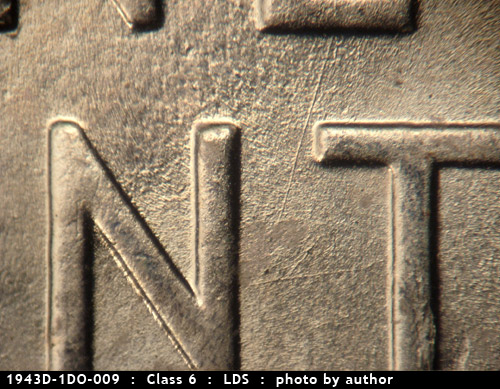 Die-stage C marker on 1943D•1DO•009 (1943 Doubled Die Obverse).