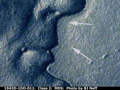 Die-stage B marker on 1943D•1DO•011 (1943 Doubled Die Obverse).