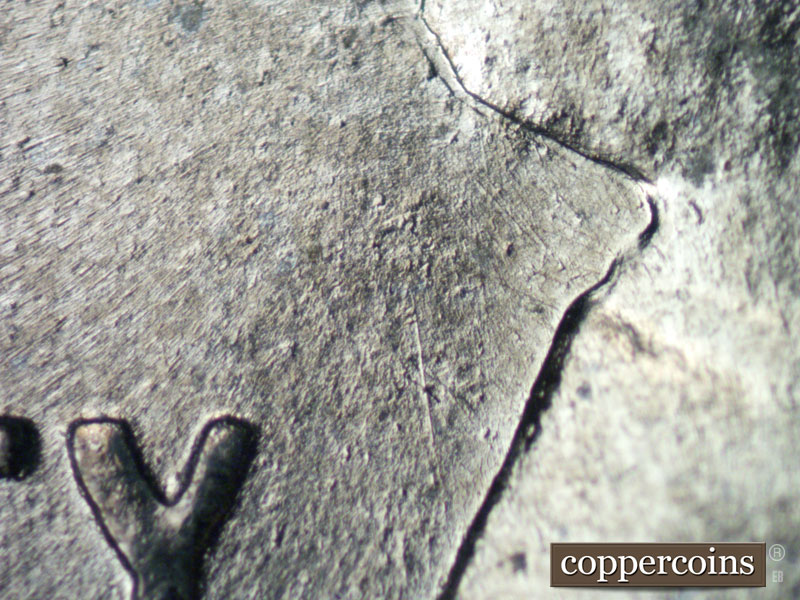 Die-stage B marker on 1943D•1DO•015 (1943 Doubled Die Obverse).