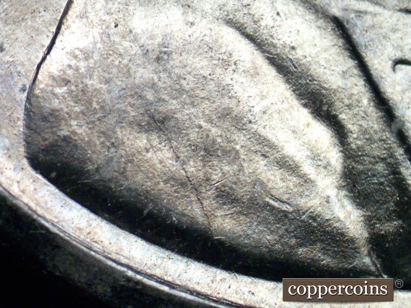 Die-stage B marker on 1943D•1DO•015 (1943 Doubled Die Obverse).
