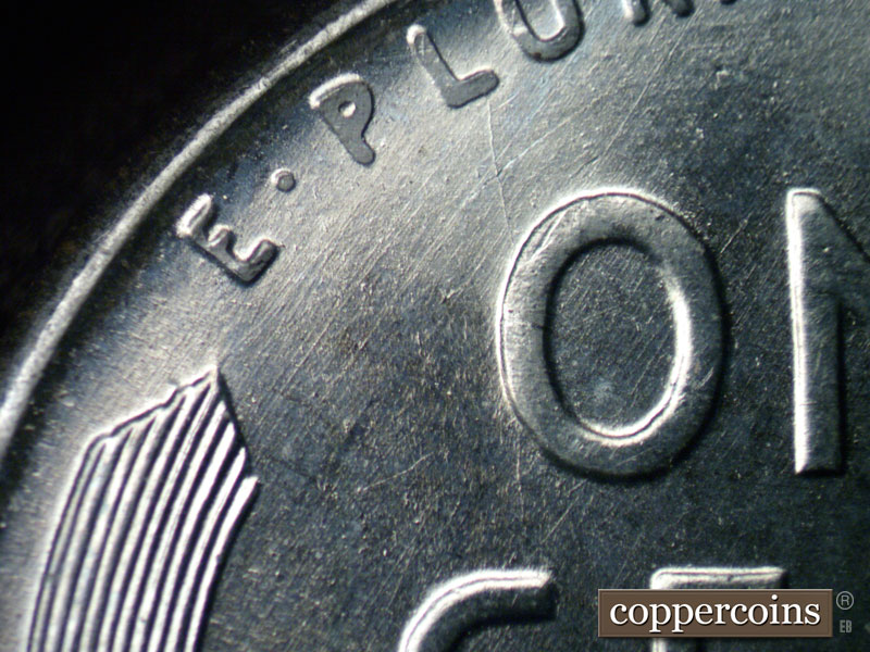 Die-stage B marker on 1943D•1DO•015 (1943 Doubled Die Obverse).