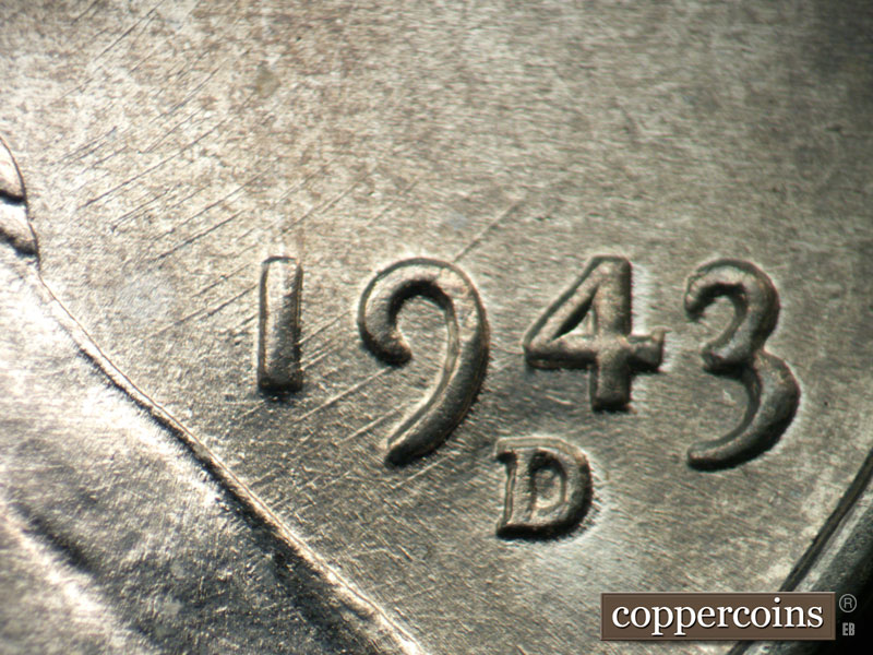 Die-stage B marker on 1943D•1DO•020 (1943 Doubled Die Obverse).