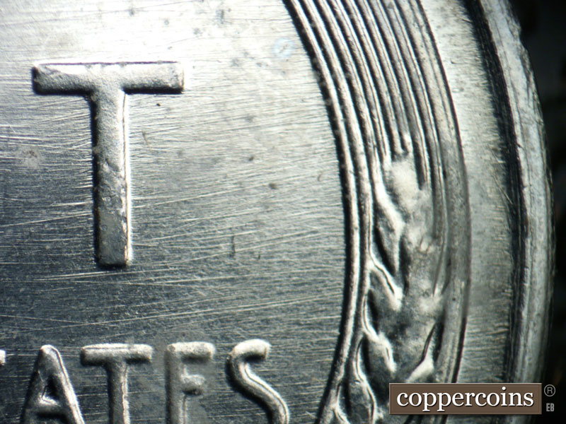 Die-stage B marker on 1943D•1DO•021 (1943 Doubled Die Obverse).