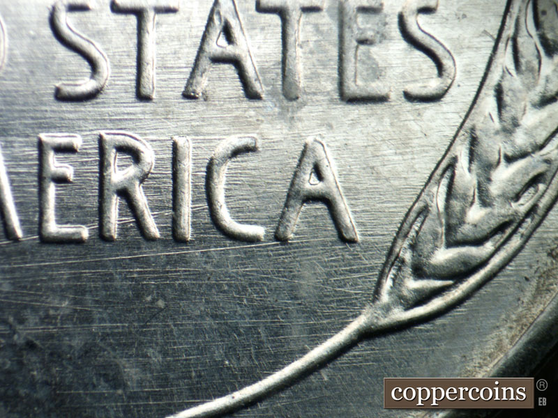 Die-stage B marker on 1943D•1DO•021 (1943 Doubled Die Obverse).