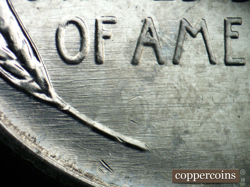 Die-stage B marker on 1943D•1DO•021 (1943 Doubled Die Obverse).