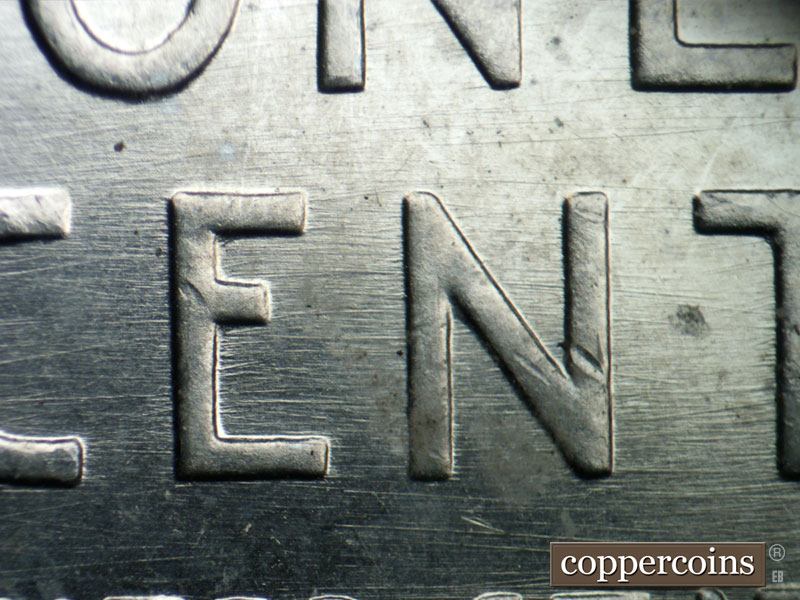 Die-stage B marker on 1943D•1DO•021 (1943 Doubled Die Obverse).